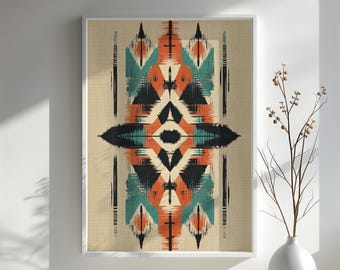 Native American-Inspired Geometric Art Print Tribal Pattern Wall Decor Boho Style Poster Perfect Gift for Modern Bohemian Homes