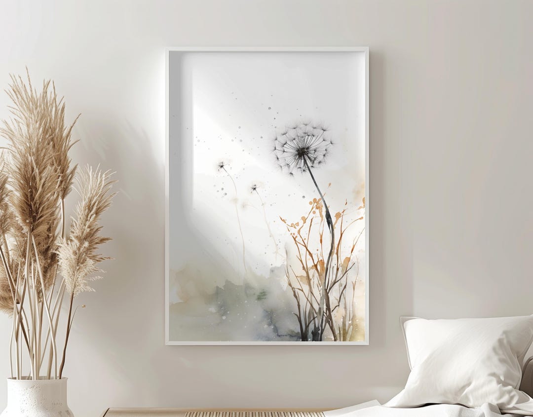 Dandelion Close-up Poster - Minimalist Watercolor Art