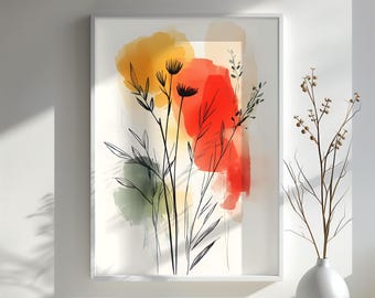 Abstract Botanical Art Print Modern Watercolor Floral Poster Perfect Wall Art Gift for Nature Lovers Vibrant Home Decor Art Gift