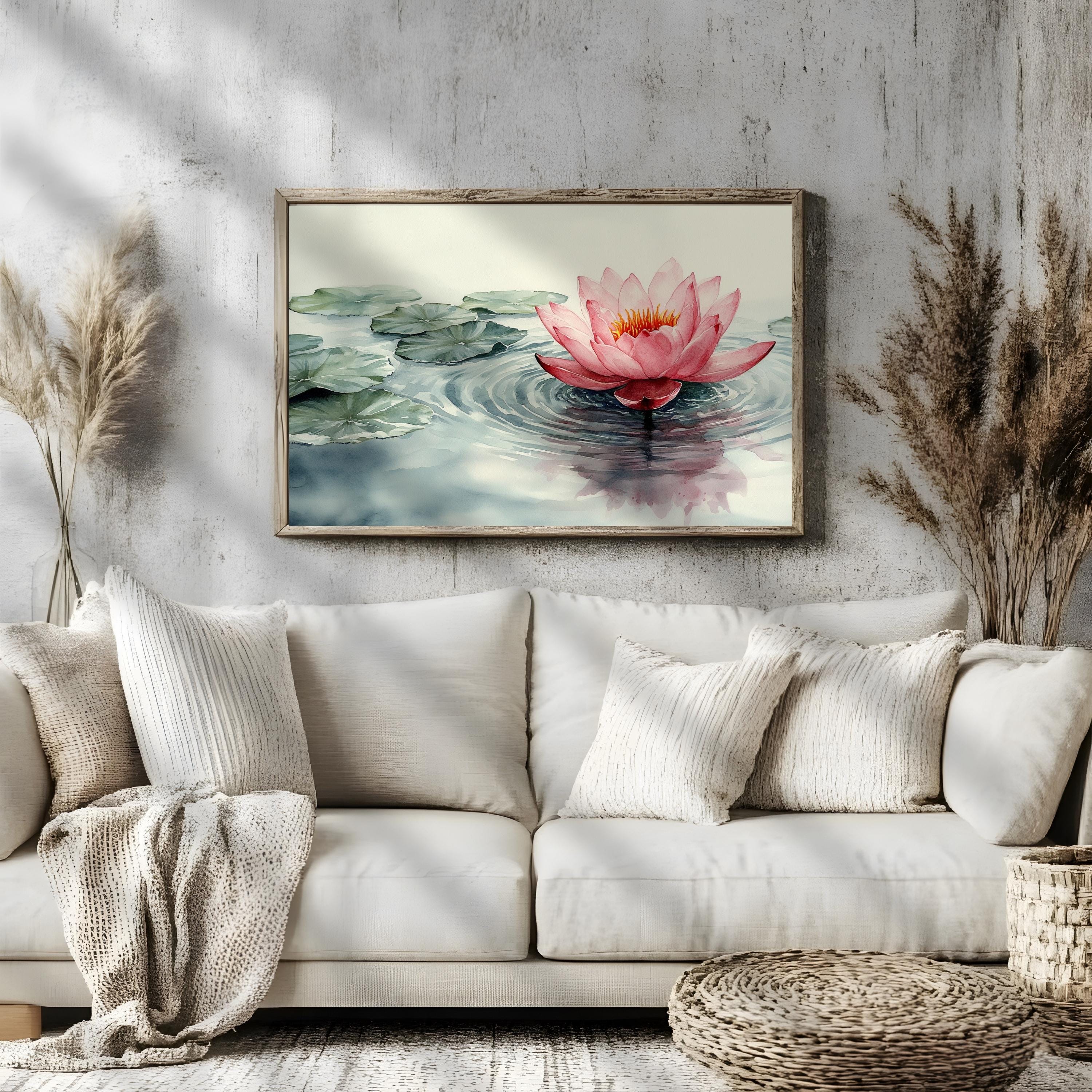 Watercolor Lotus Flower Art Print, Pink Floral Zen Decor - Etsy
