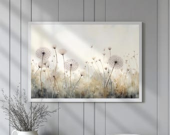 Dandelion Art Print Minimalist Wall Art Japanese Watercolor Decor Gift Tranquil Zen Art Gift Botanical Home Decor Wall Hanging