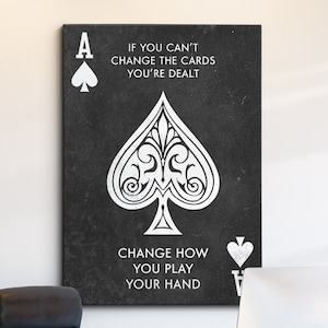 Cards You&#39;re Dealt Ace Of Spades Motivational Inspirational, Framed Canvas Wall Art Poster Print, Home Office & Room Decor, Gift Idea