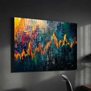 Stock Market Chat Painting Wall Street Trading Finance Inspirational Framed Canvas Wall Art Poster Print Home Office Room Decor Trader Gift image 1