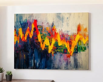 Stock Market Chat Painting Wall Street Trading Finance Inspirational Framed Canvas Wall Art Poster Print Home Office Room Decor Trader Gift