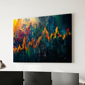 Stock Market Chat Painting Wall Street Trading Finance Inspirational Framed Canvas Wall Art Poster Print Home Office Room Decor Trader Gift image 9