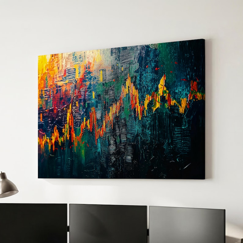 Stock Market Chat Painting Wall Street Trading Finance Inspirational Framed Canvas Wall Art Poster Print Home Office Room Decor Trader Gift image 9