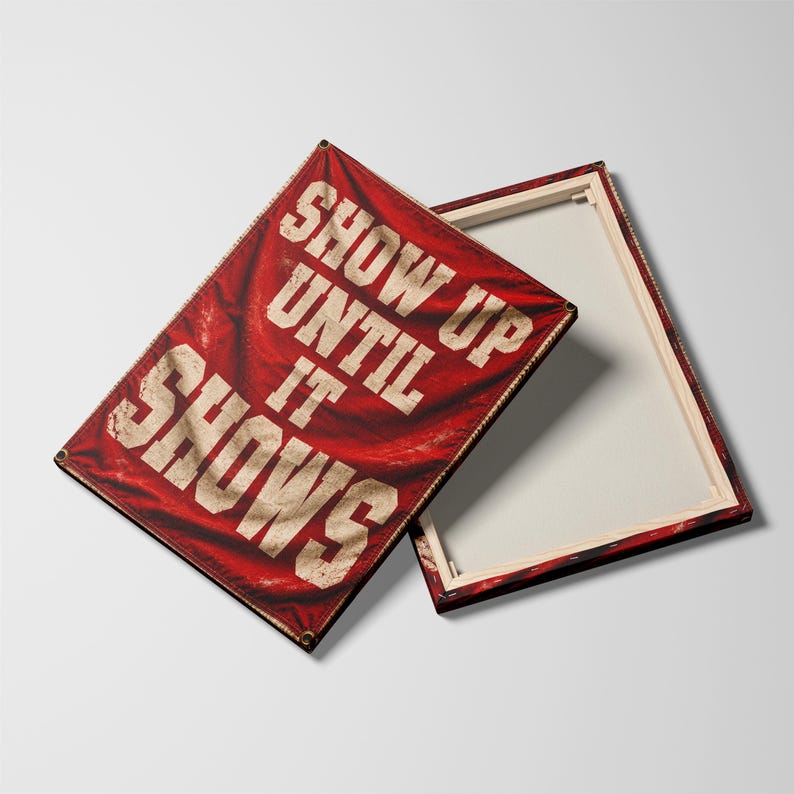 Show up Until It Shows Motivational Canvas Wall Art, Red Vintage Sports ...