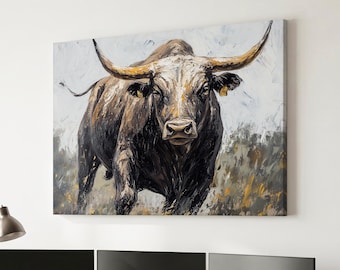 Bull Stock Market Painting Wall Street Trading Finance Inspirational Framed Canvas Wall Art Poster Print Home Office Room Decor Trader Gift