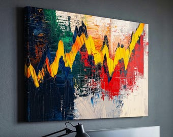 Stock Market Chat Painting Wall Street Trading Finance Inspirational Framed Canvas Wall Art Poster Print Home Office Room Decor Trader Gift