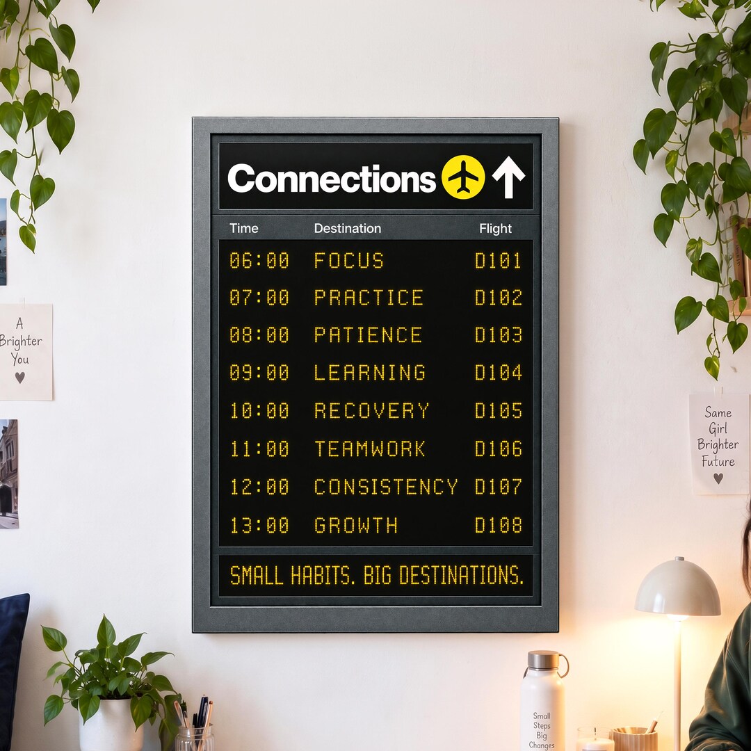 Yellow Card Small Airport Departures Board Motivational Canvas Wall Art, Black and Yellow ...