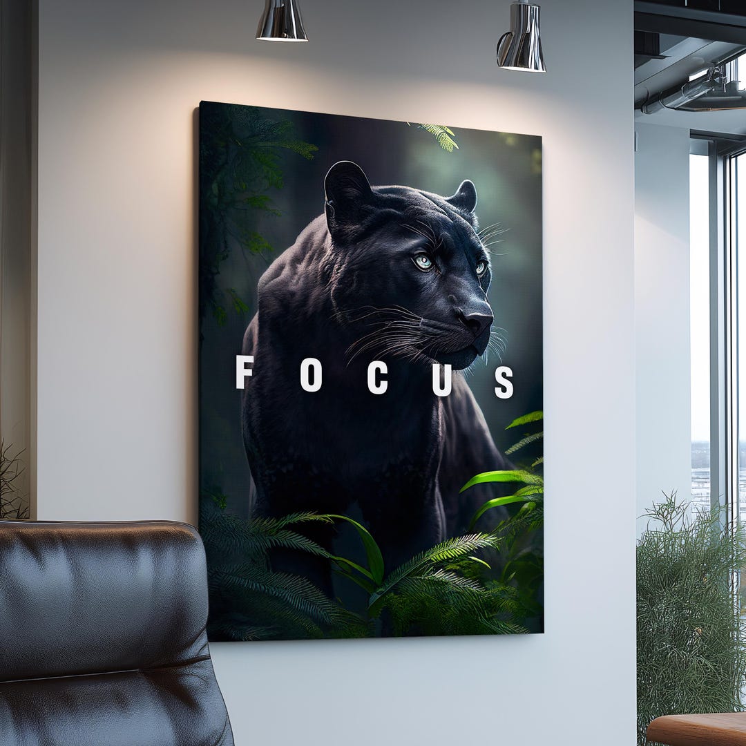 Focus Panther Quote Animal Motivational Inspirational Framed Canvas focus-panther-quote-animal-motivational-inspirational-framed-canvas