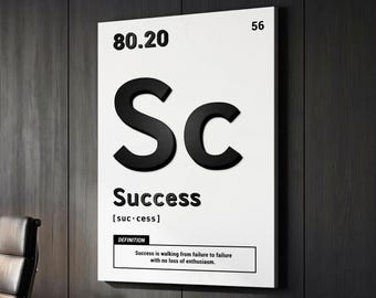 Success Periodic Elements Definition Motivational Inspirational, Framed Canvas Wall Art Poster Print, Home Office & Room Decor, Gift Idea