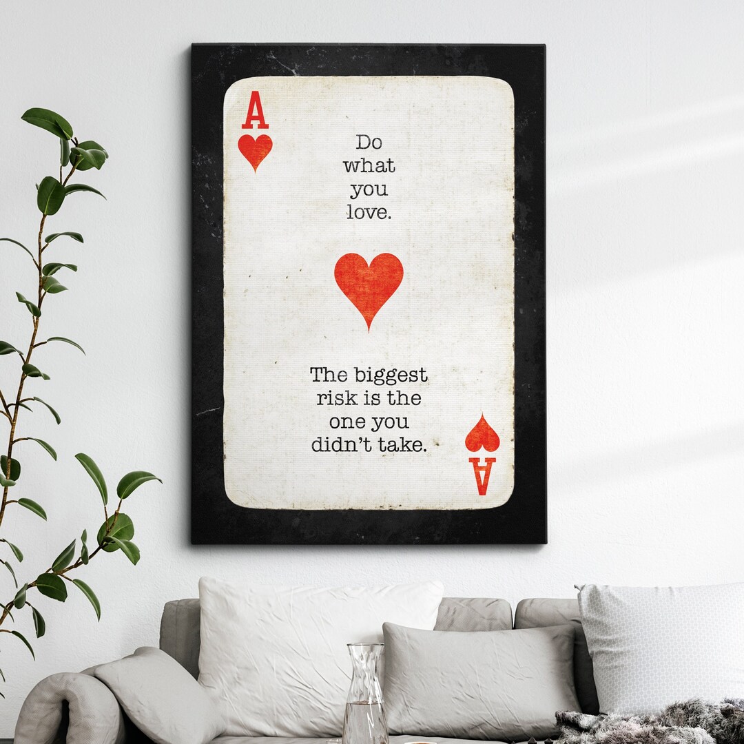 Ace of Hearts Playing Cards Quote Motivational Inspirational, Framed