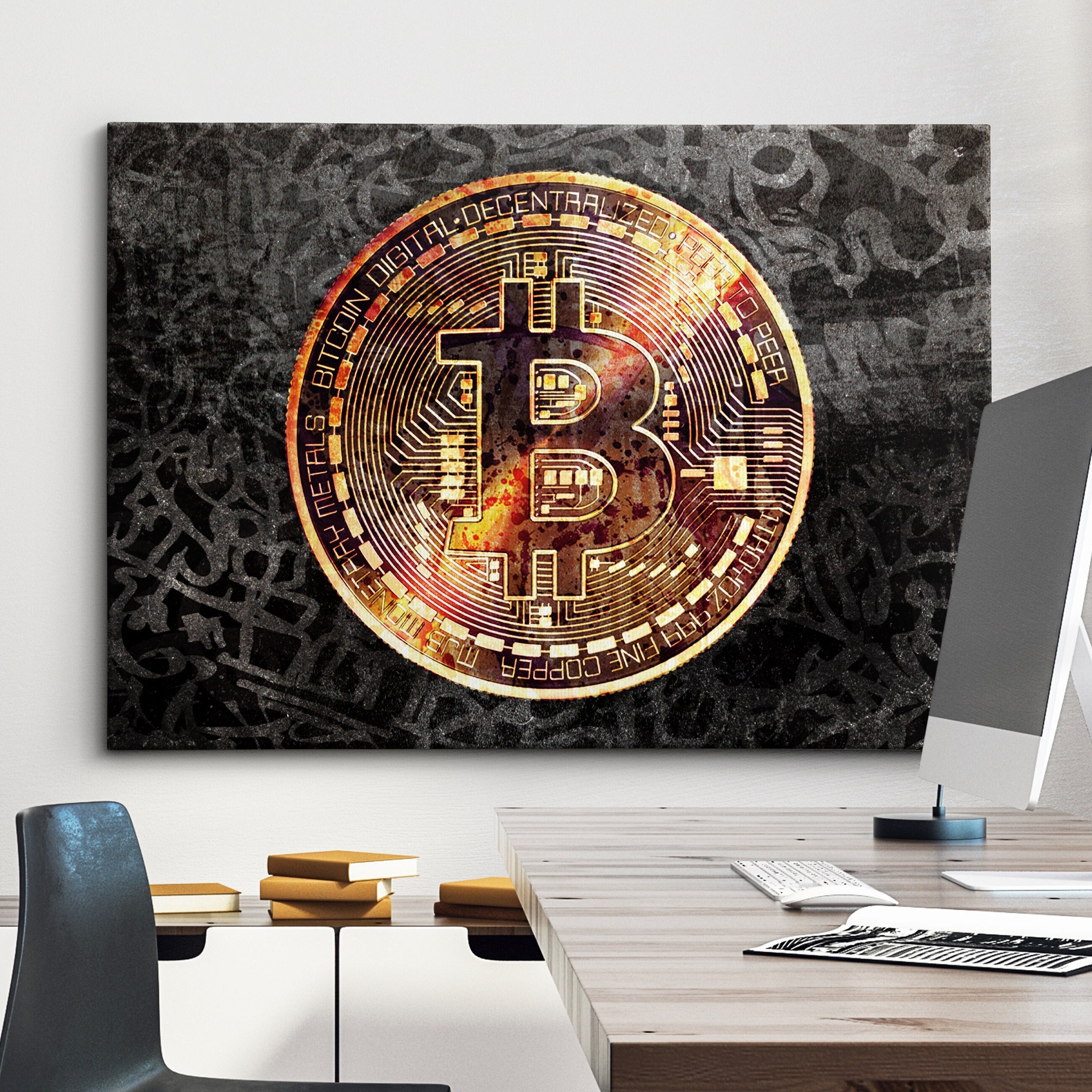 Bitcoin Graffiti Abstract Crypto Finance Motivational Money Inspirational, Framed  Canvas Wall Art Poster Print, Home Office & Room Decor - Etsy