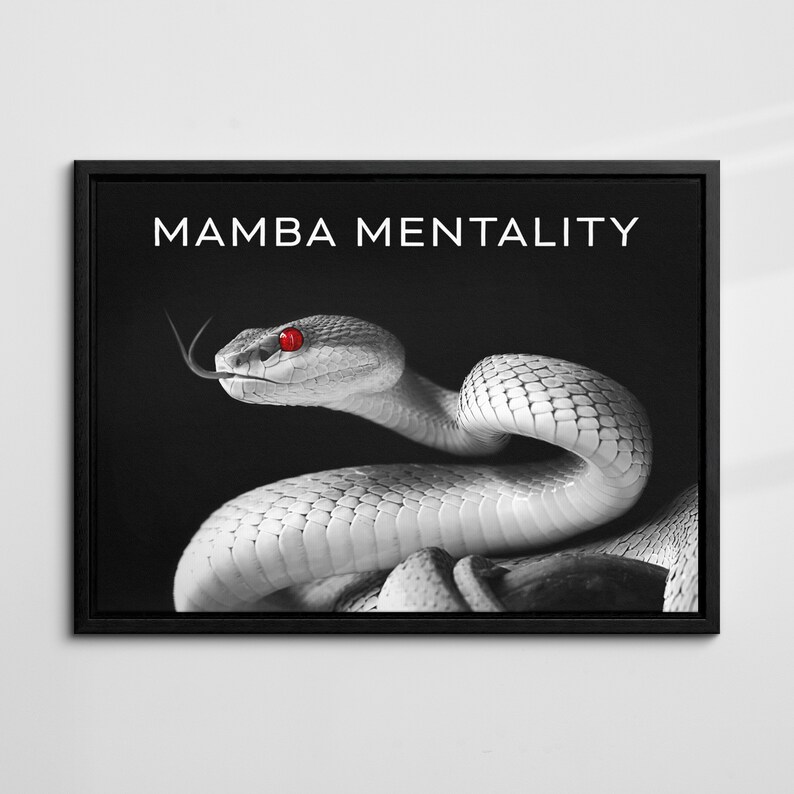 Mamba Mentality Red Eye Snake Motivational Inspirational, Framed Canvas