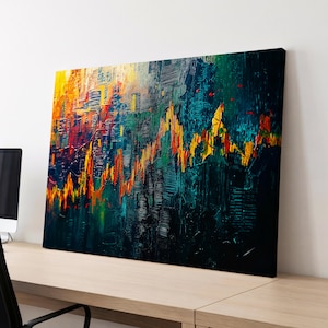 Stock Market Chat Painting Wall Street Trading Finance Inspirational Framed Canvas Wall Art Poster Print Home Office Room Decor Trader Gift image 5