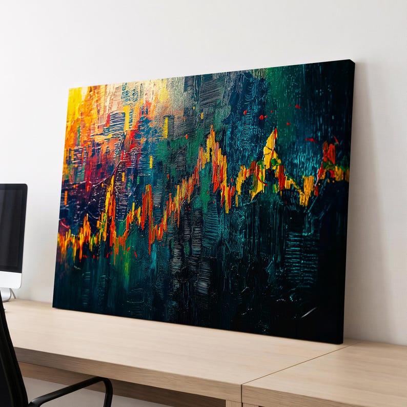 Stock Market Chat Painting Wall Street Trading Finance Inspirational Framed Canvas Wall Art Poster Print Home Office Room Decor Trader Gift image 5