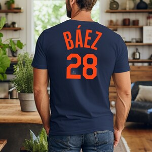 JAVIER BAEZ Men's Majestic Detroit Tigers Navy Blue T-Shirt Jersey  Tags 3X Tall