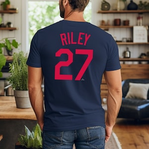 Austin Riley Atlanta Braves Women's Navy Backer Slim Fit T-Shirt 