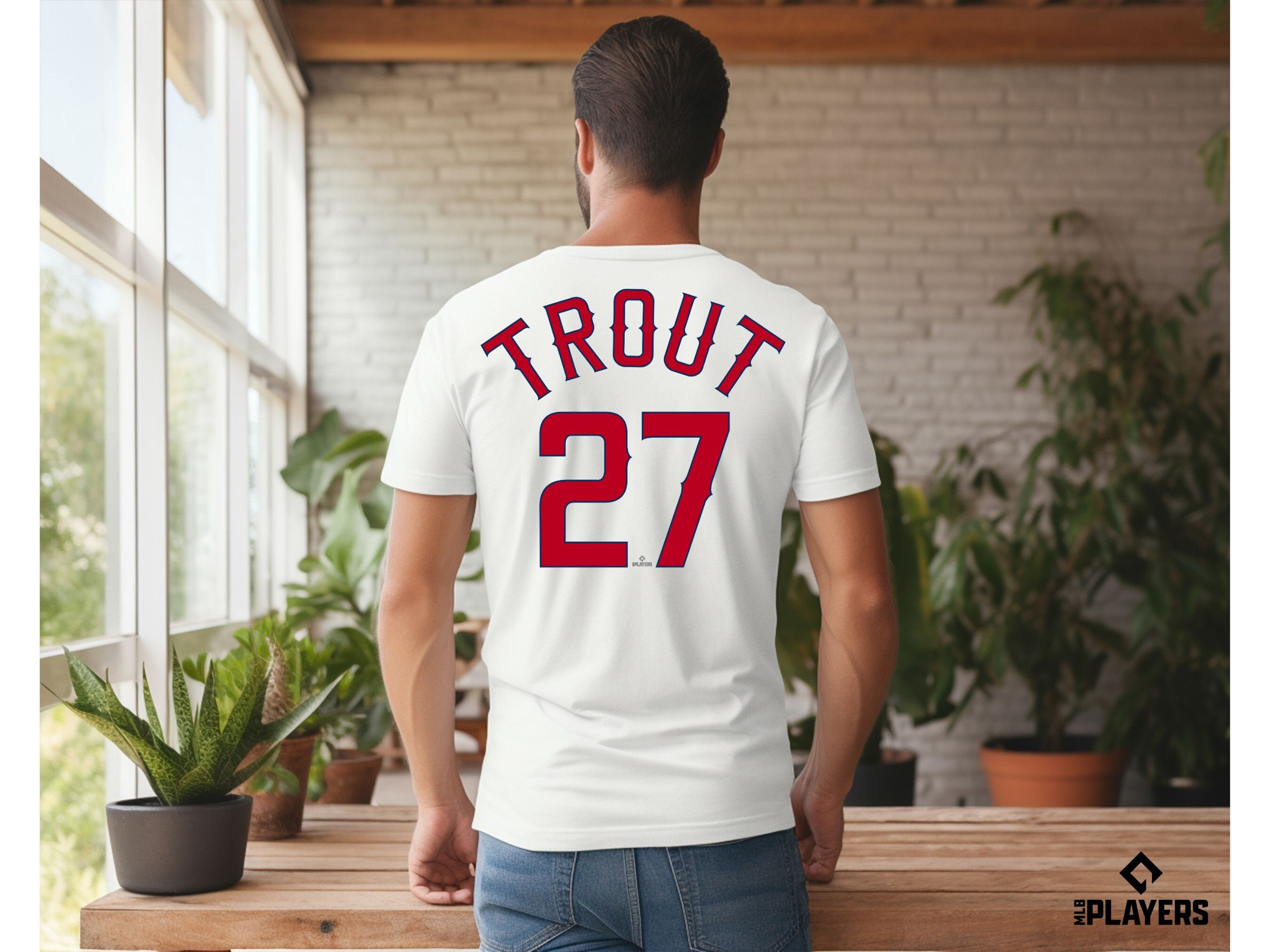 Youth Los Angeles Angels Mike Trout #27 Navy T-Shirt