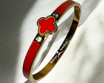 Four leaf clover bracelet fashion design women bangle stainless steel jewelry for women and men