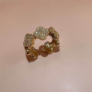 Bague trèfle bijoux fantaisie en or pour femme bagues taille unique
