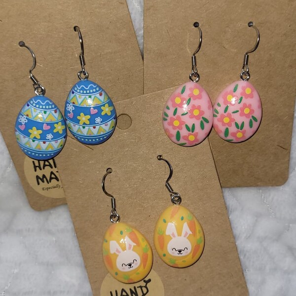 Earrings Easter egg, flowers, earring eggs, Easter bunny, Easter gift, Easter bunny earrings, original spring earrings, cheerful earrings, pink