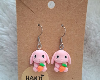 Oorbellen pasen, paas oorbel, paasmand, paashaas, easter gift, easter basket, spring earrings, eggs, easterbunny, spring gift, lente, konijn