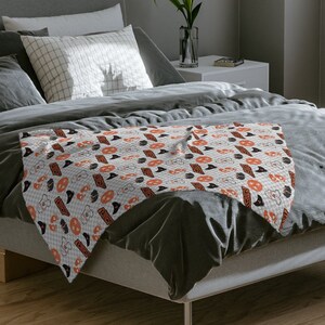 Checkered Blanket, Orange and White Checkered, University of Tennessee, Go Vols Blanket, Rocky Top Tennessee, Tennessee Plush Blanket