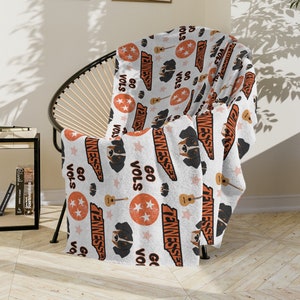 Checkered Blanket, Orange and White Checkered, University of Tennessee, Go Vols Blanket, Rocky Top Tennessee, Tennessee Plush Blanket