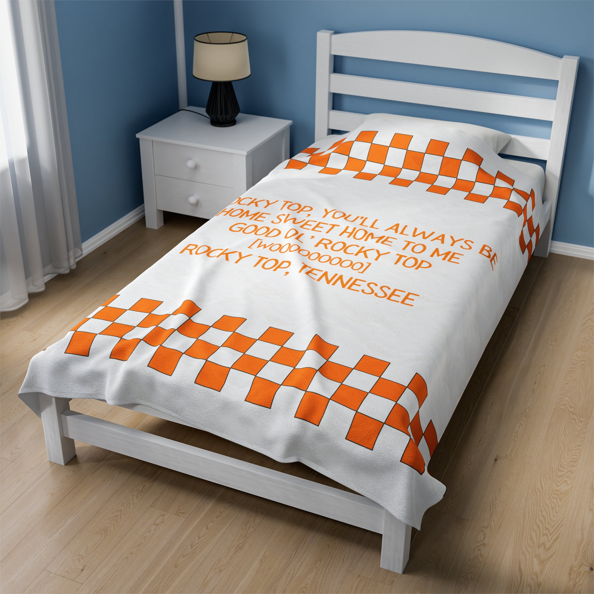 Checkered Blanket, Orange and White Checkered, University of Tennessee, Go Vols Blanket, Rocky Top Tennessee, Tennessee Plush Blanket