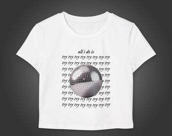 Mirrorball Baby Tee White | Music Lover | Swifties