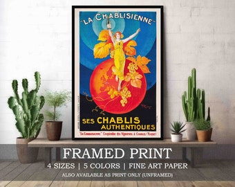 La Chablisienne Framed or Unframed Fine Art Print // Vintage French Wine / Champagne Advert Poster // Kitchen Bar Food Drink Home Decor Gift