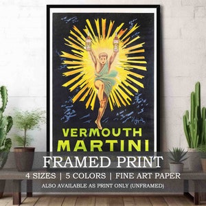 Impresión artística enmarcada o sin marco de Martini Vermouth // Póster vintage de publicidad de bebidas alcohólicas francesas // Regalo para decoración del hogar, bar o cocina