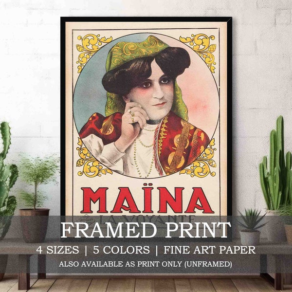 Maïna La Voyante Framed or Unframed Fine Art Print // As Seen in TV Show Friends Maina the Clairvoyant Vintage French Fortune Teller Poster