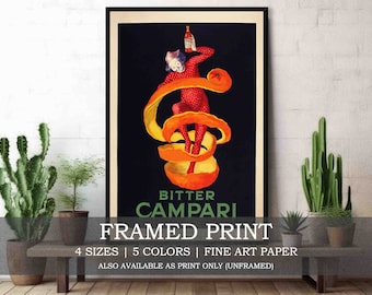 Bitter Campari Spiritello Framed or Unframed Fine Art Print // Vintage French Alcohol Advert Poster // Kitchen Bar Drink Home Decor Gift