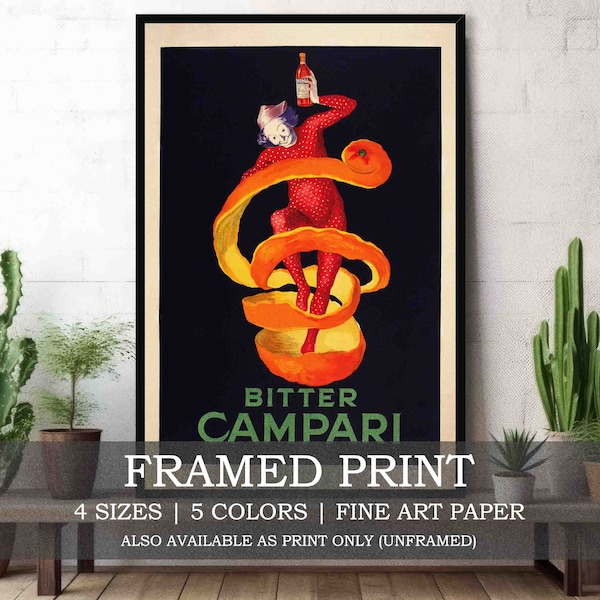 Bitter Campari Spiritello Framed or Unframed Fine Art Print // Vintage French Alcohol Advert Poster // Kitchen Bar Drink Home Decor Gift