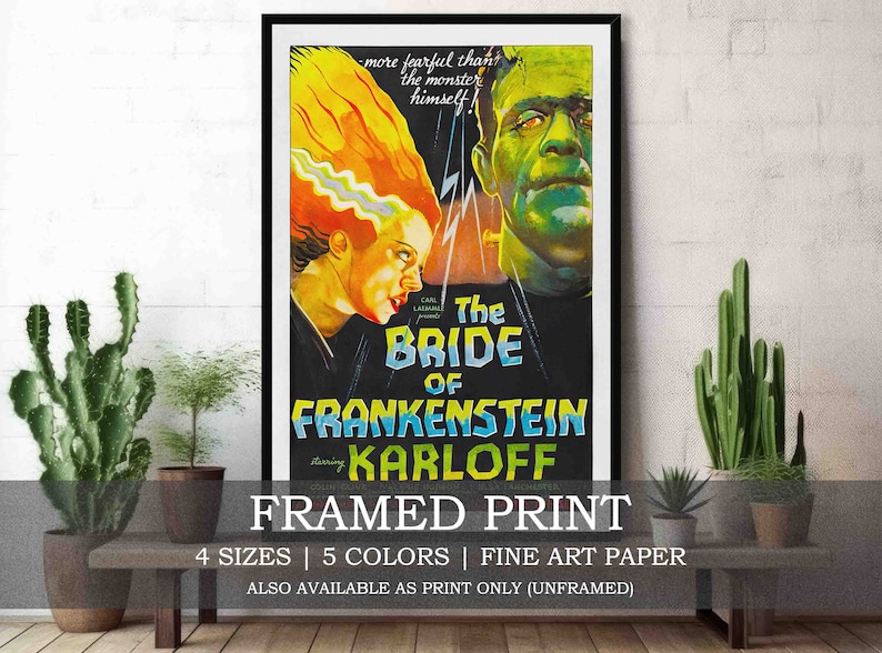 Bride of Frankenstein Movie Poster Framed or Unframed Fine Wall Art ...