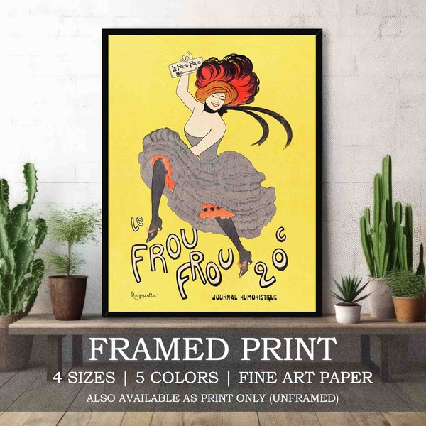 Le Frou Frou Framed or Unframed Fine Art Print // Vintage French Magazine Cover Dancing Lady // Naughty Humorous Kitchen Bar Home Decor Gift