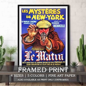 Les Mystères de New York ingelijste of niet-ingelijste fine-art print//zoals te zien in tv-show Friends - vintage poster Franse mysteries - retro muurkunst