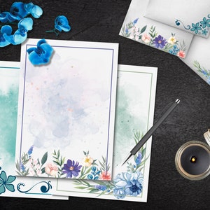 Floral Printable Notepaper & Envelope Bundle | Flower Stationery | Printable Stationery Set | Printable Writing Set | Letter Writing Paper