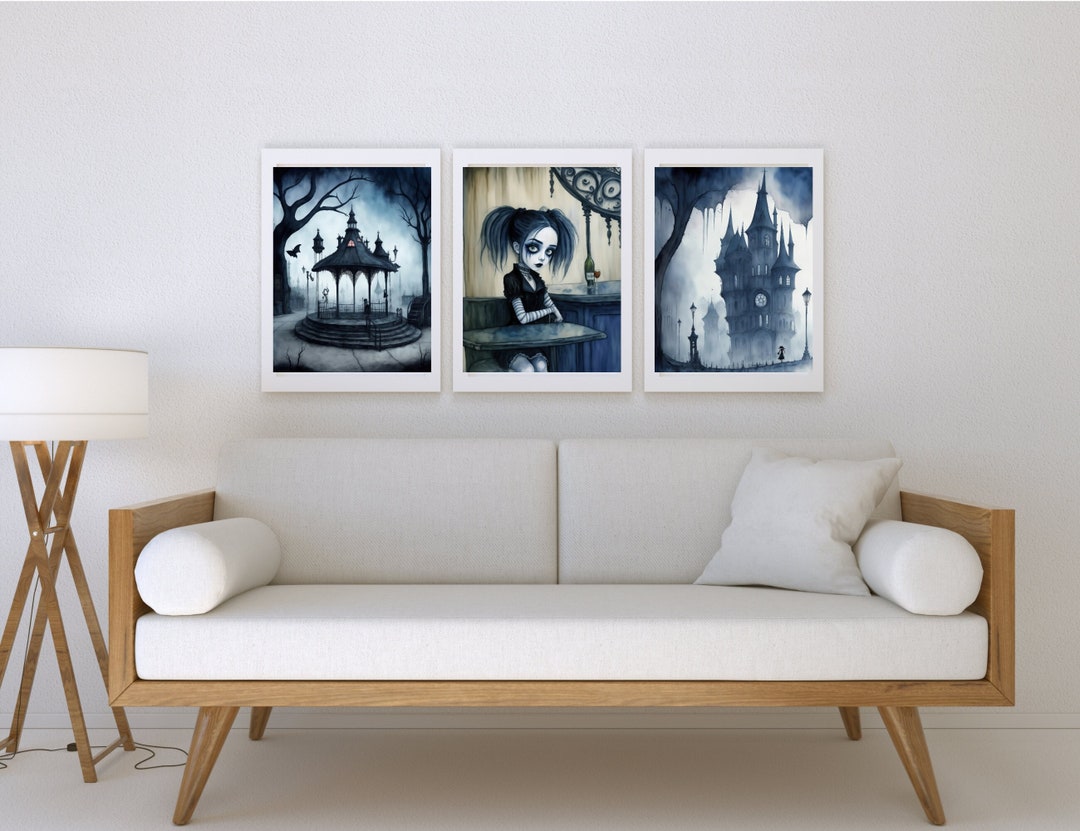 Goth Art Collection Inspired by Tim Burton - Dark Subjects, Set of 3 ...