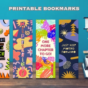 Funny Quote Printable Bookmarks, Reading Book Gift, Book Gift Quotations, Set of 4 colored markers, Reading Quotes.