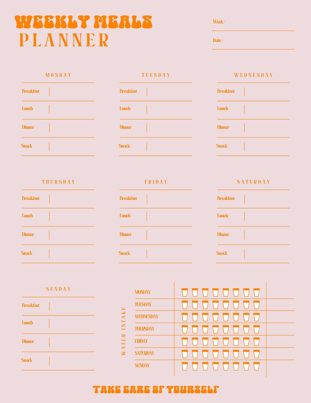Clean Weekly Meal Planner - Etsy