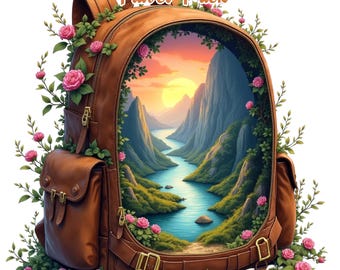 Backpackers Watercolor Clipart: Mountain Landscapes PNG (Digital Download)