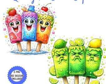 Quirky Ice Cream Clipart | Funny Watercolor Summer Treats Illustrations (Digital Download)