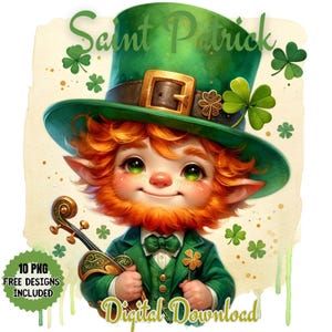 Art adorable de lutin, aquarelle de la Saint-Patrick, motifs trèfle et trèfle, graphismes sur le thème celtique, illustration vert irlandais