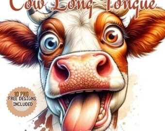 Watercolor Cow Clipart, Funny Face, Rustic Farm Art (JPG, PNG)