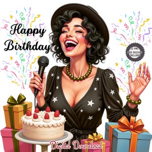 Watercolor Birthday Clipart: Quirky Old Woman PNG (Digital Download)