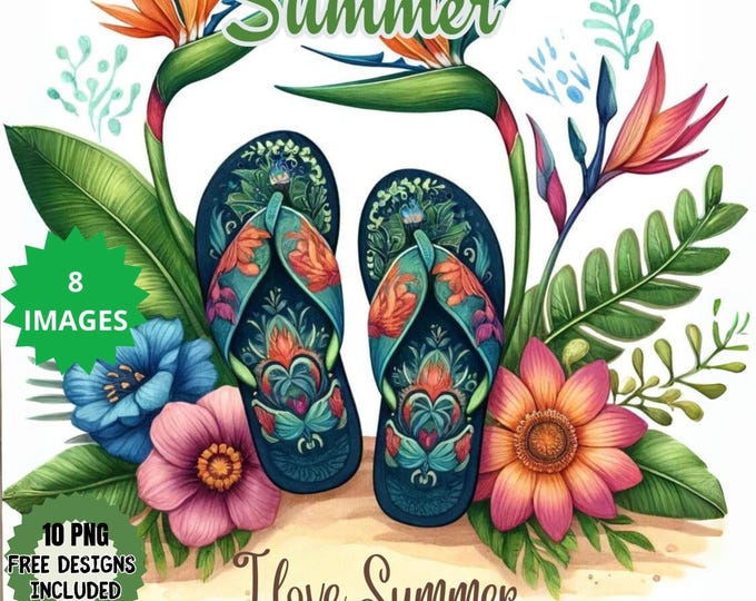 Summer Flip Flops Clipart Bundle, Summer Shoes, Beach Shoes Png, Summer ...